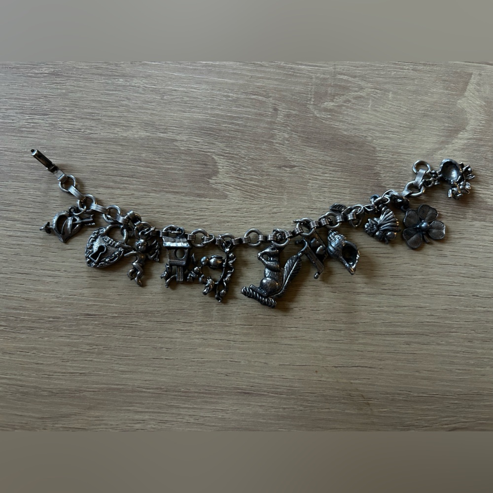 Vintage silver charm bracelet